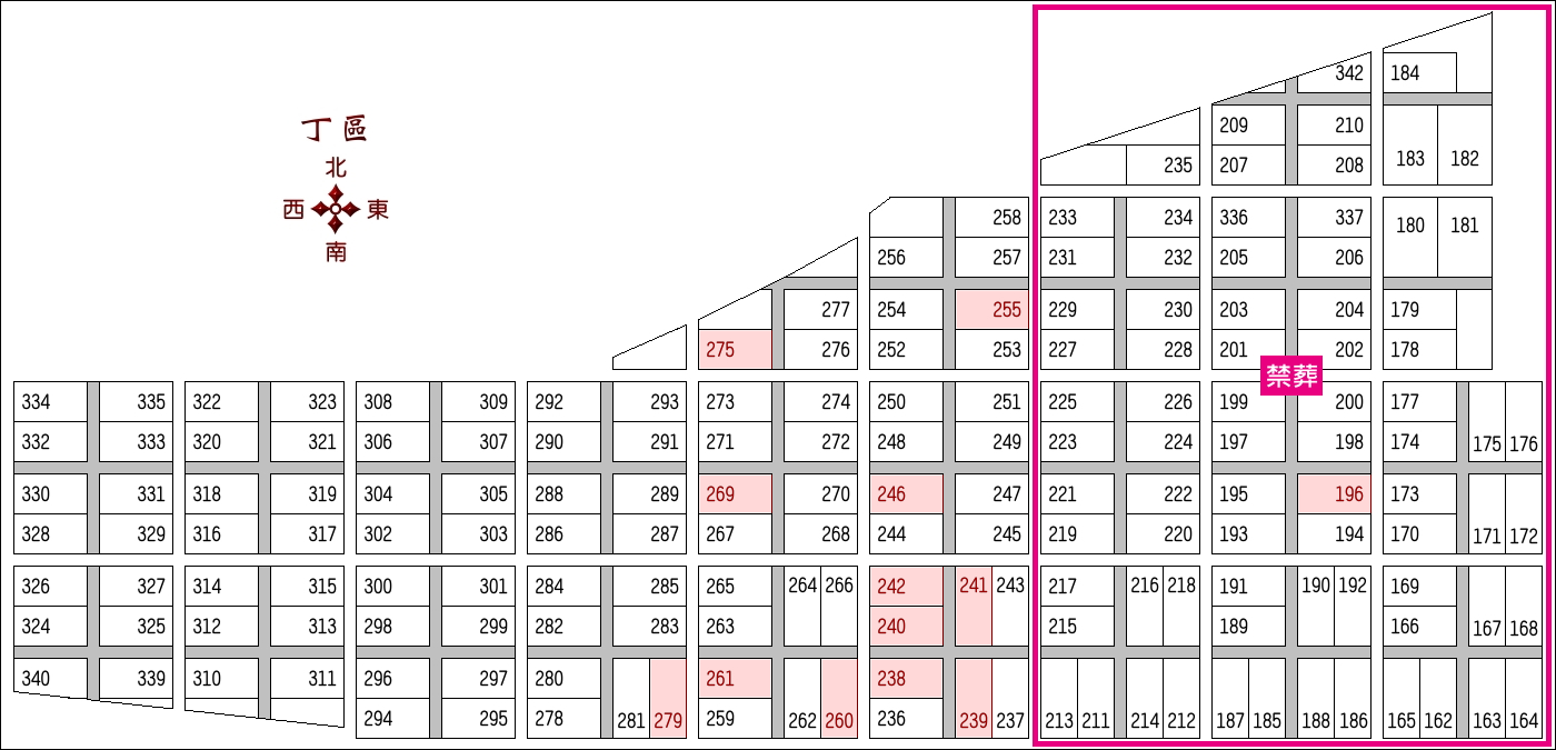 第二示範公墓丁區平面圖