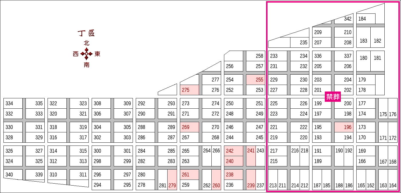 第二示範公墓丁區平面圖
